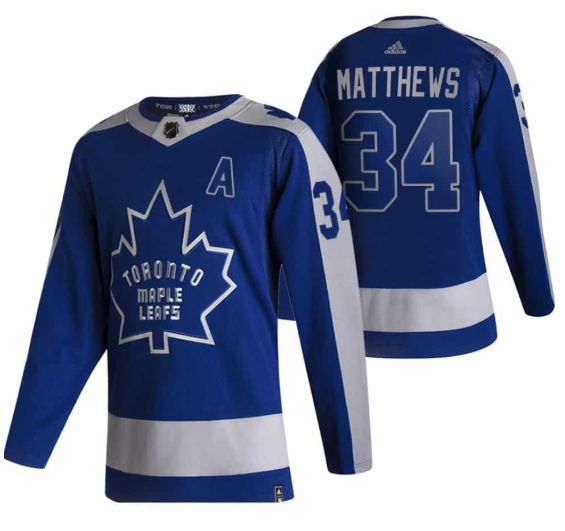 Men's Toronto Maple Leafs #34 Auston Matthews 2020/2021 Blue Reverse Retro Special Edition Stitched Jersey